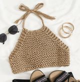 SheIn Tie Back Crop Top Photo 0