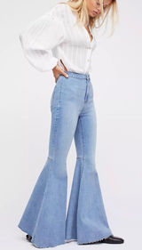 👖 Free People Just Float On Super Flare Bell Bottom Jeans | Size 28 Short 🌟 Photo 0