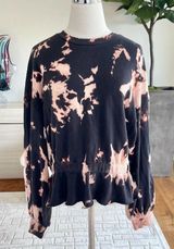 Nation Ltd Bleached Tie Dye Puff Sleeve Sweatshirt Size S Photo 0