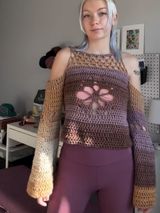 Handmade Bell Sleeves Off The Shoulder Crochet Top Multi Size M Photo 0