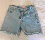Revice Denim 90s Cut Off Raw Hem High Rise Blue Jean Shorts Size 28 Photo 0