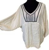 Flying Tomato Boho Hippie Southwestern Western Embroidered Bat Sleeve Casual Top Photo 0