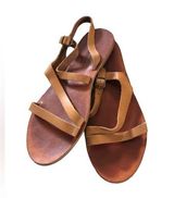 Lucky Brand Casual Brown Leather Strappy Flat Sandals Sz. 8 Summer Beach Date Photo 0