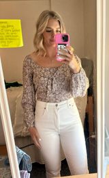 Patterned Long Sleeve Crop Top Photo 0