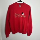 Vintage Mickey Made In USA Embroidered Christmas Crewneck Sweatshirt Size Medium Photo 0