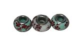 Vintage 3 Piece Hand Blown Glass Beads Floral Charm Jewelry Accessories Green Photo 0