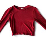 red ribbed long sleeve crop top Photo 0
