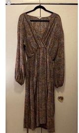 EASEL Brand Anthropologie Lightweight Gauze Dress Paisley Boho Size Large V neck Photo 0