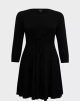 Torrid Black Mini Sweater Long Sleeve Lace Up Fit N Flare Dress 2X 18-20 NWT Photo 0