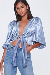 Forever 21 Tie Front Satin Top Photo 0