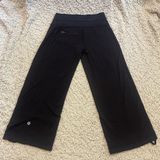 Lululemon Womens Black Crossover Waist Wide Leg Crop Legging Pant Size 4 Photo 0