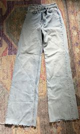 ZARA Wide-Leg Jeans High-Rise Raw Hem Photo 0