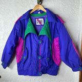 Vintage Gitano 90’s Retro Color Block Ski Winter Coat Puffer Jacket Size S Purple Photo 0