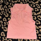 Poof! NWOT Poof Barbie Core Pink Crop Collar Tank Top Sz. M/L Photo 0