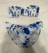 Blue and White Strapless Bikini Photo 0