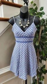 June & Ivy Women's Blue 100% Cotton V-Neck Strappy Casual Short Length Dress XS Photo 0