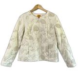 Ruby Rd Woman's Size 14 White Quilted Jacket Full Zip Cream Sequin Photo 0