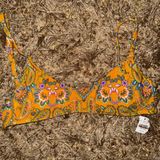 American Eagle Aerie Yellow Paisley Patterned Swim Bikini Top NWT Photo 0