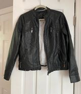 Leather Fur Lined Jacket Black Size L Photo 0
