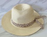 Jessica Simpson Animal Print Ribbon Straw Hat Photo 0