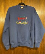 Vintage 90s Embroidered Christmas Grandpa Crewneck Blue Size L Photo 0