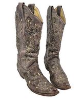 Corral Leather Embroidered Brown Tan Pointed Toe Cowgirl Boots Western Size 7.5 Photo 0
