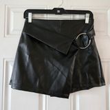 Joe Benbasset Black Faux Leather Skort Size Medium High Waist Mini Skirt Shorts Photo 0