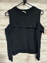 ALC Frank A.L.C Lindsey Black Cold Shoulder Ruffle Top Size 0 Photo 0