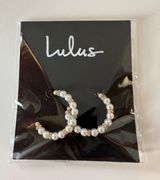 Lulus Pearl Rhinestone Hoop Earrings Photo 0