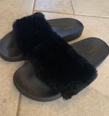 Fuzzy Black Slide Sandals Size 7 Photo 0