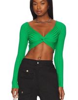 superdown  Courtney Knot Sweater in Green Photo 0