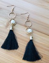 Tassel Drop Earrings Black Photo 0