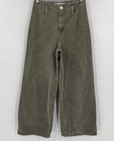 Zara Wide Leg Jeans Dark Green Wash High Rise Cotton Cropped Women’s Size 2 Photo 0