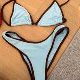 Frankie's Bikinis Light Blue and Brown Swimwear Photo 0