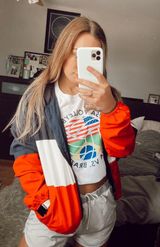 Vintage Red Blue White Jacket Multiple Photo 0