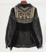 Vincent Benoir Western Distressed Denim Jacket Photo 0