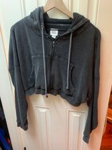 Black Cropped Zip Up Hoodie Photo 0