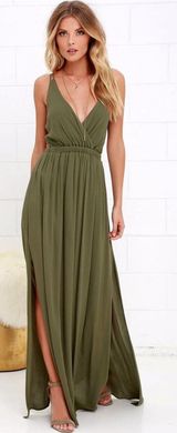 Lulus Olive Green Maxi Dress Photo 0