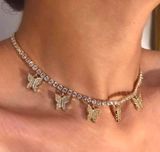 Rhinestone Butterfly Choker Gold Photo 0