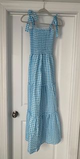Blue/white Tie Strap Midi Dress Blue Size M Photo 0