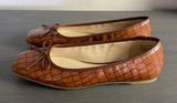 Liz Claiborne Flushing Cognac Croc Ballet Loafers Slip on Flats Brown Size 8.5 Photo 0