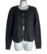 Cynthia Rowley Gray Snap Button Belt Loop Cardigan Sweater Size M Photo 0