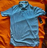 NWT $65 Men’s Adidas Blue Striped Golf Shirt, Sz S Photo 0