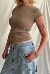 Splash Brown Stretchy Baby Tee - Size S Photo 0