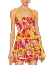 SUNDRESS tea mini dress open back tie  revolve tiered smock Photo 0