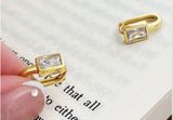 18K square diamond mini hoop earrings  Photo 0