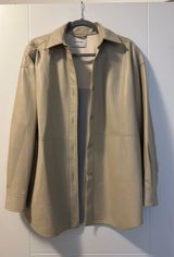 Aritzia Beige Leather Button Up  Photo 0