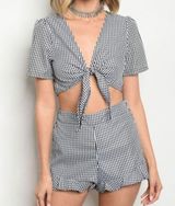 Gingham Two piece Set Tie top and ruffle shorts Multiple Photo 0
