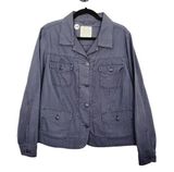 Relativity Womens XL Grey 100% Cotton Button Up Utility Jacket Shacket Photo 0