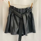 Faux Leather Shorts with Belt Tie Photo 0